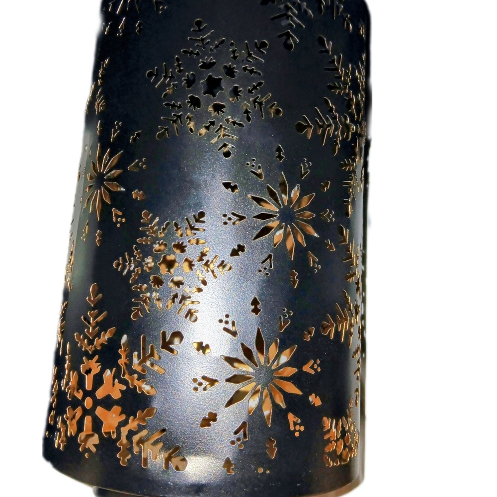 Bath & Body Works Black and Gold Candle Holder with Intricate Accents